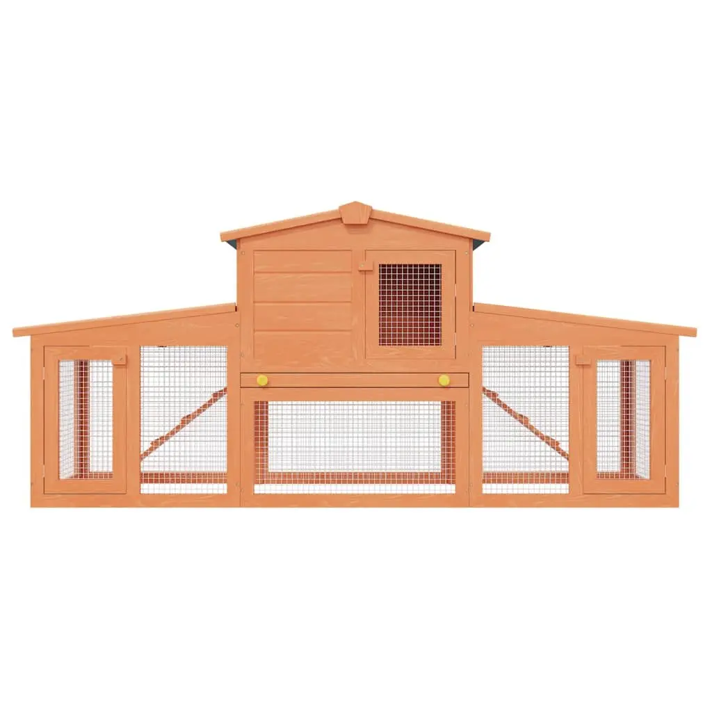 Large Rabbit Hutch Two Storey Wooden House Iron Wire Mesh Pet Enclosure