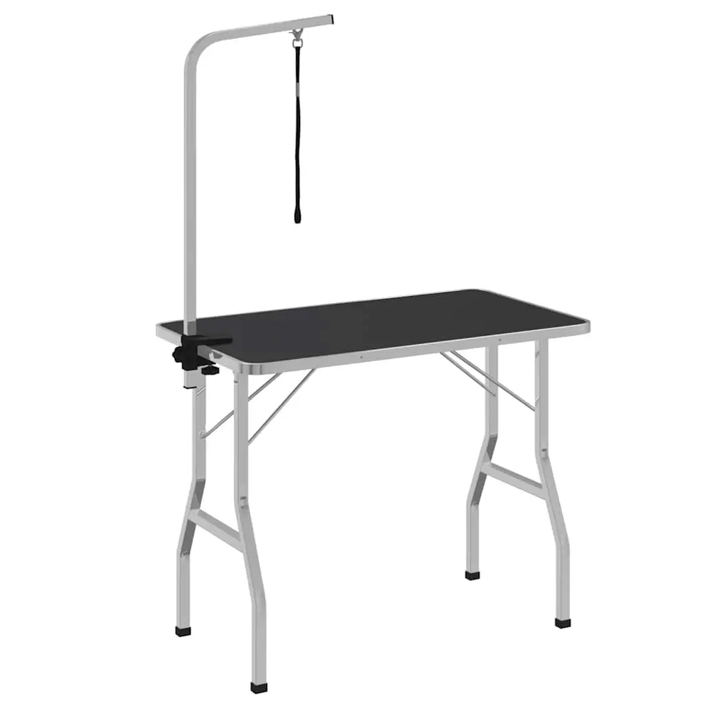 Foldable Grooming Table Adjustable Arm Loop Brown
