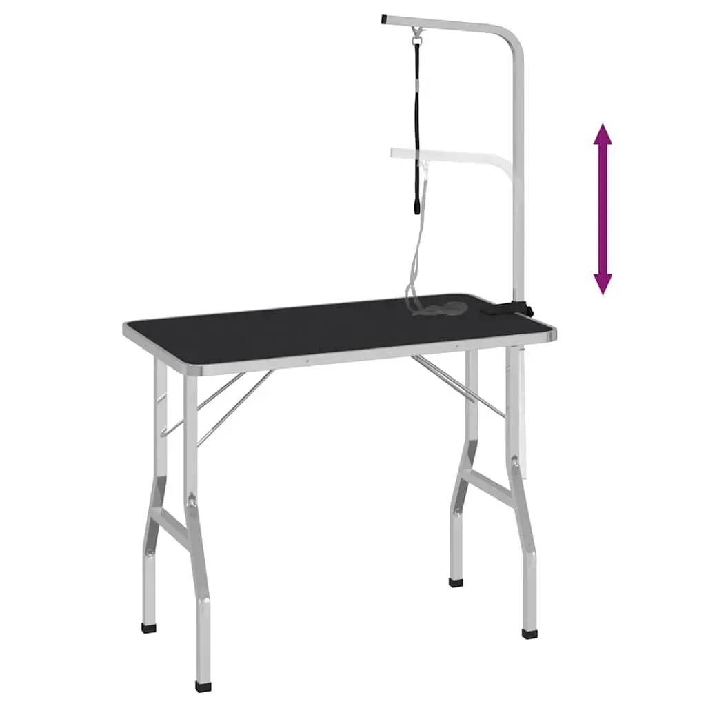 Foldable Grooming Table Adjustable Arm Loop Brown