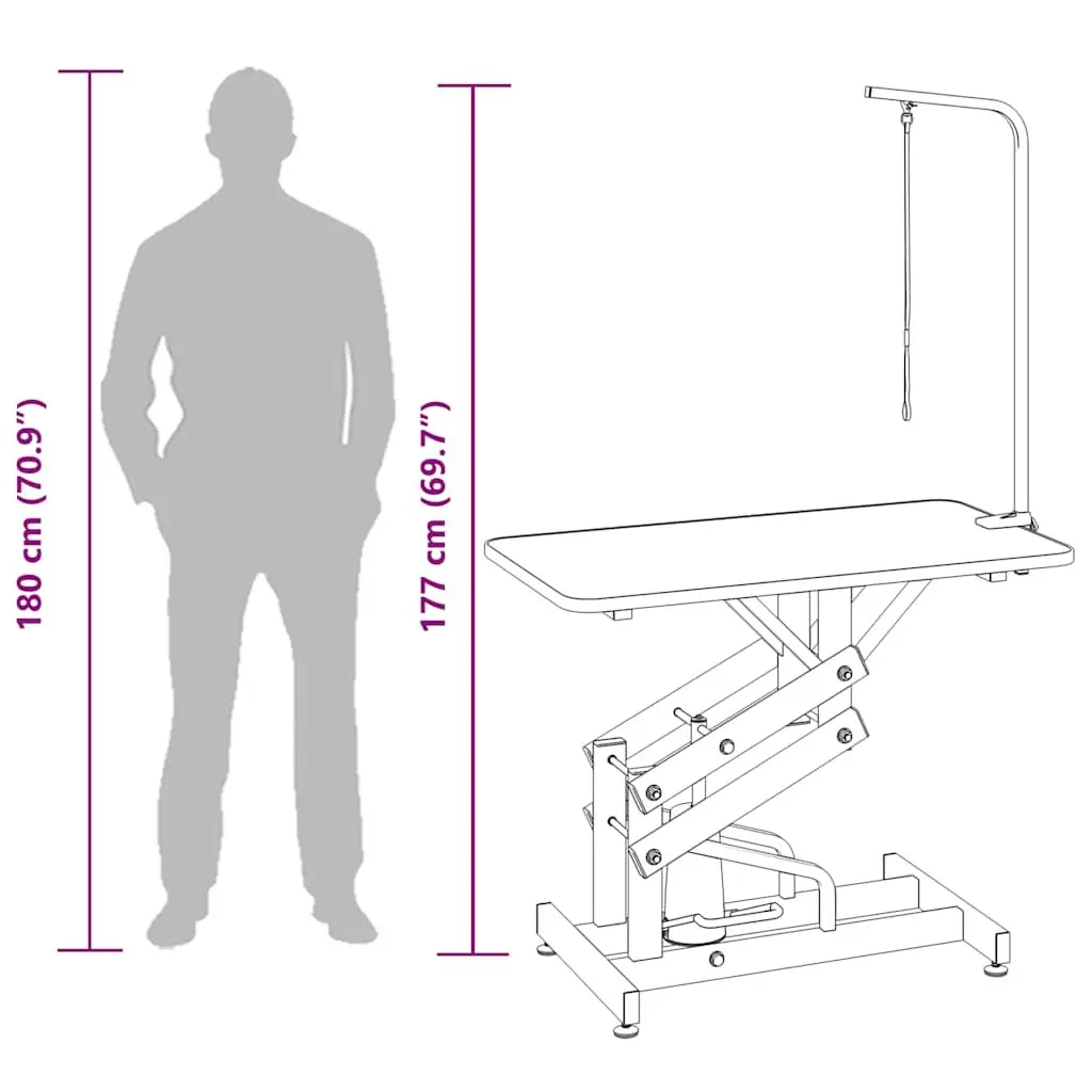 Hydraulic Pet Grooming Table Adjustable Height Non-slip Surface Portable Mobile