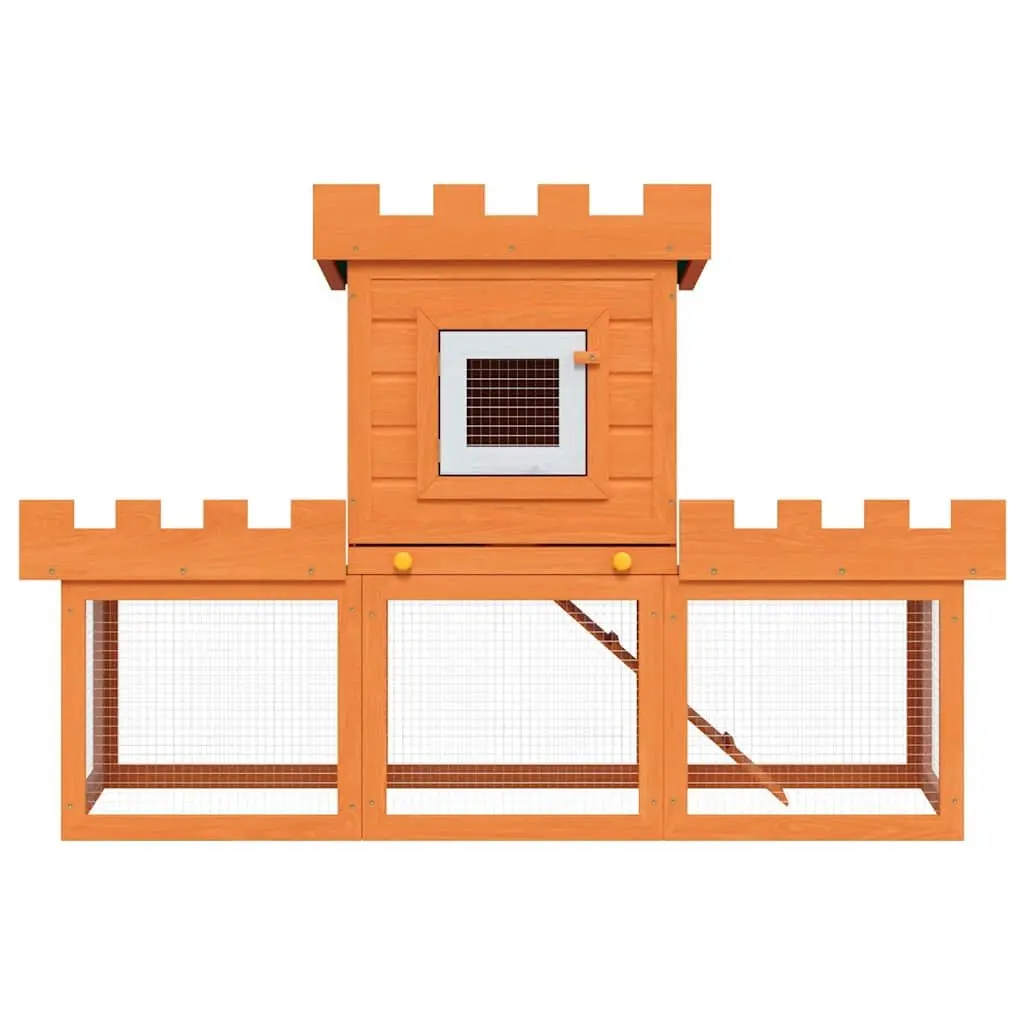 Outdoor Rabbit Hutch 2 Layer Pine Wood Cage House with Iron Wire Mesh