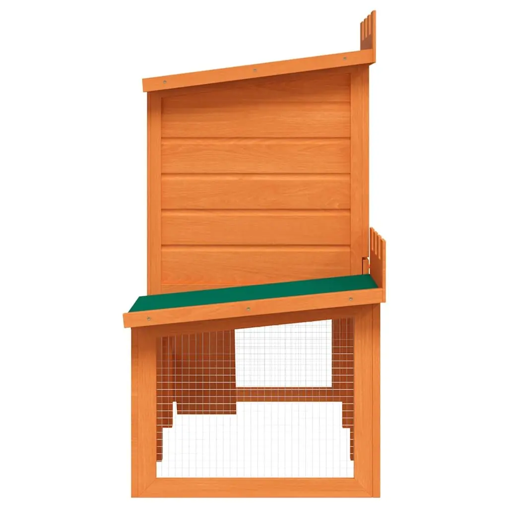 Outdoor Rabbit Hutch 2 Layer Pine Wood Cage House with Iron Wire Mesh