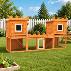 Rabbit Hutch Double House Large Outdoor Pet Cage 2 Layer Small Animal Habitat