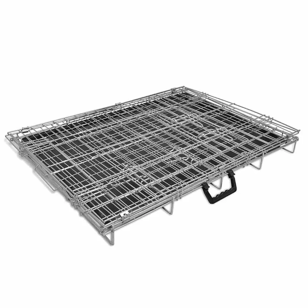 Large Foldable Metal Dog Bench Portable Black Pet Crate Cage