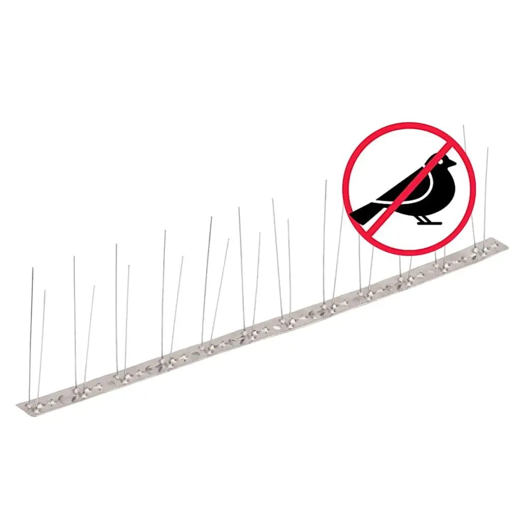 Bird & Pigeon Spikes Set of 6, 2-Row Stainless Steel Deterrent Strips 3m