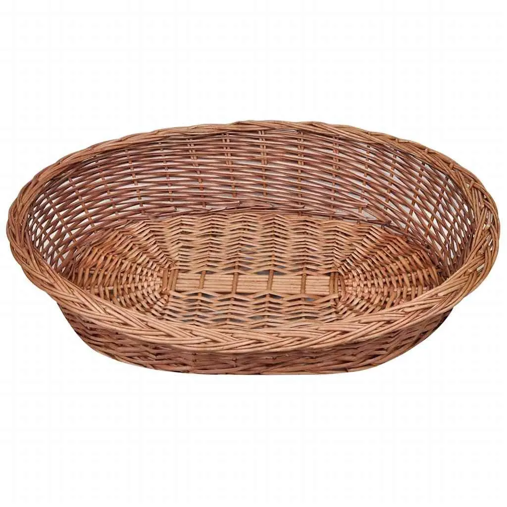 Dog Basket Pet Bed Woven 90cm Brown Natural Indoor Outdoor