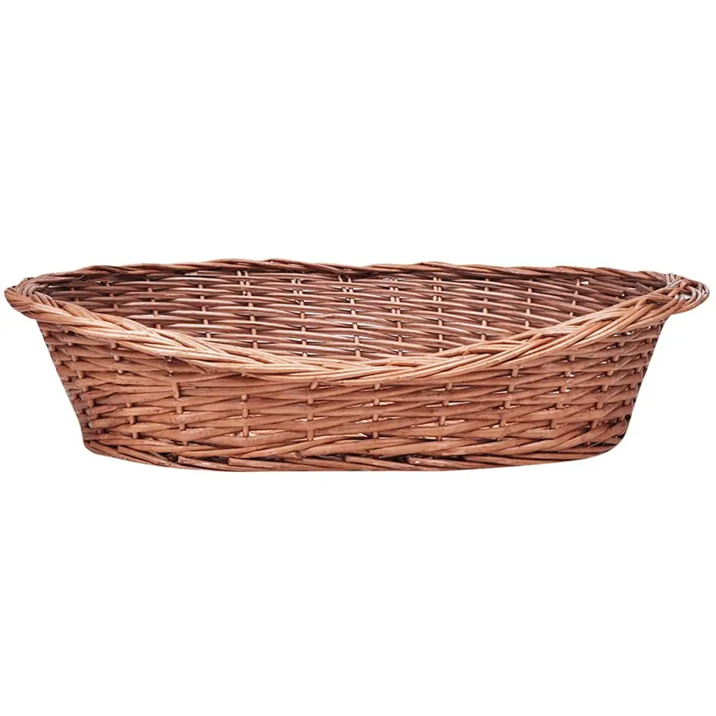 Dog Basket Pet Bed Classic Willow Woven 50cm Brown