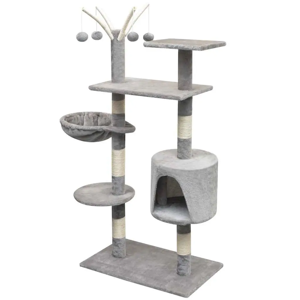 Cat Tree Multi-Level Play Centre 125cm Grey with Sisal Scratching Posts and Hammock