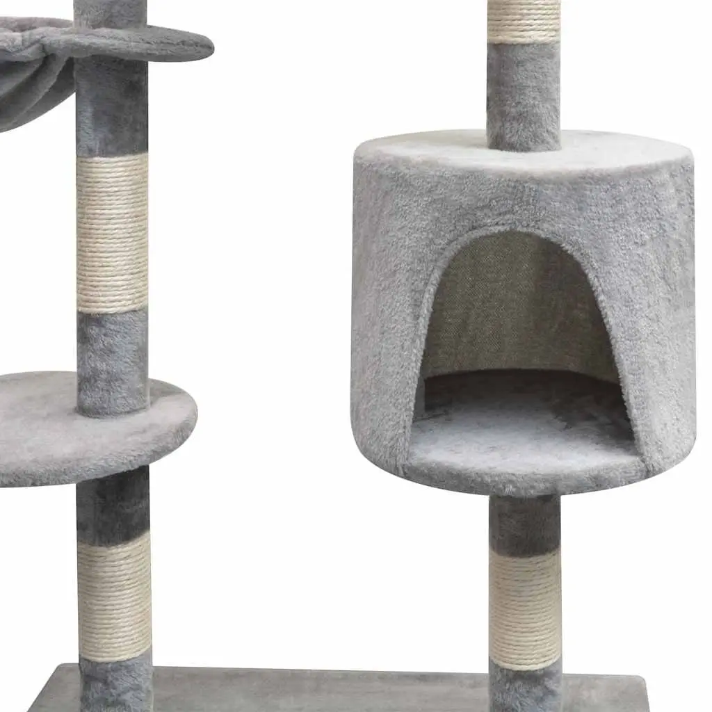 Cat Tree Multi-Level Play Centre 125cm Grey with Sisal Scratching Posts and Hammock