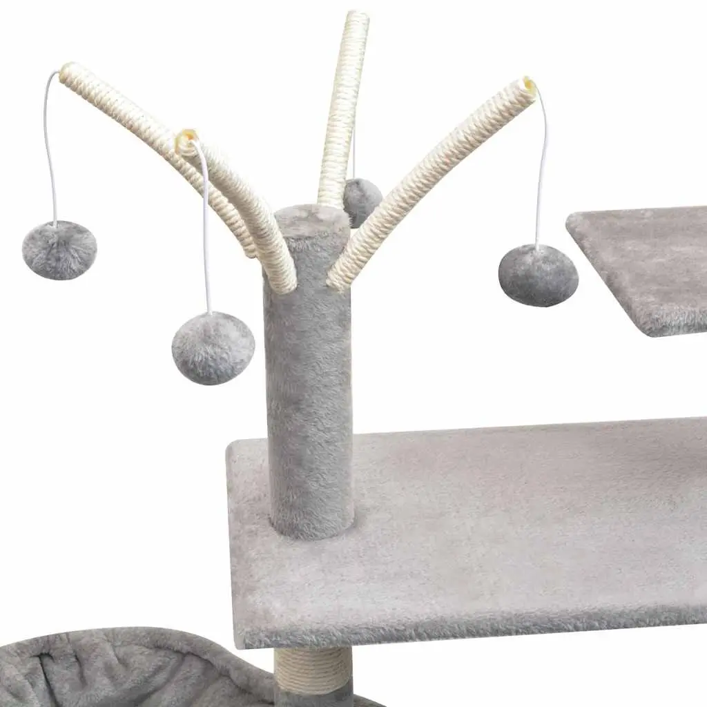 Cat Tree Multi-Level Play Centre 125cm Grey with Sisal Scratching Posts and Hammock