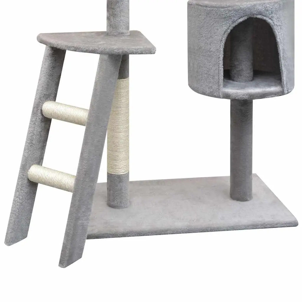 Cat Climbing Centre Multi-Level Playhouse Grey 150cm with Sisal Scratching Posts Hammock and Toy