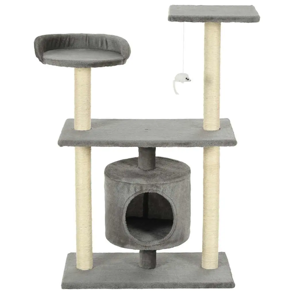 Cat Furniture Multi-Level Climbing Centre 95cm Grey Plush Scratching Posts Sisal Rope
