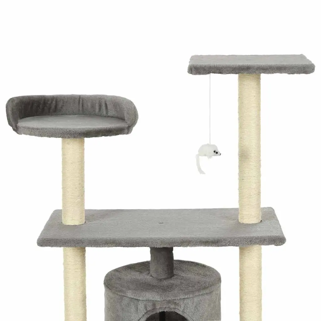 Cat Furniture Multi-Level Climbing Centre 95cm Grey Plush Scratching Posts Sisal Rope