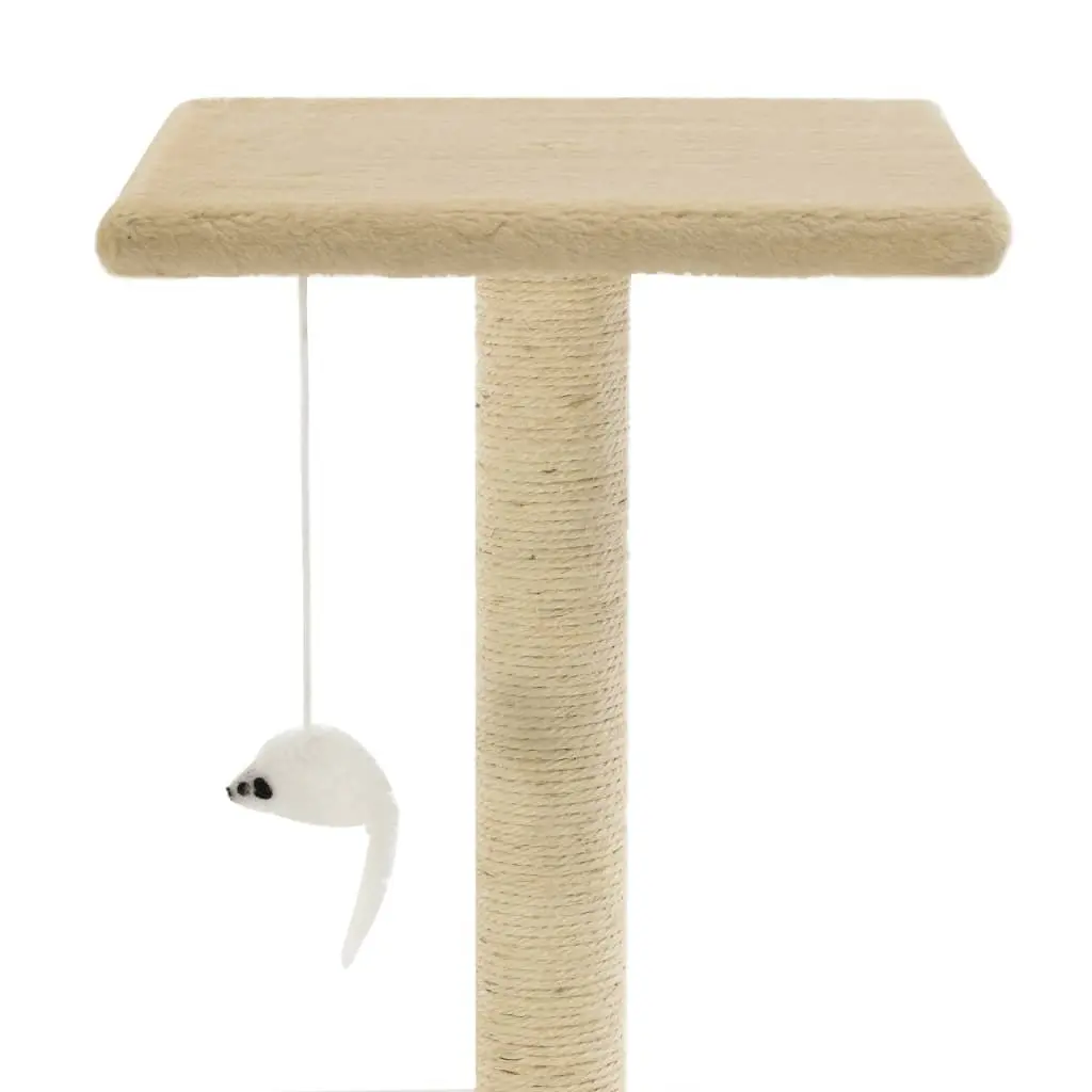 Cat Tree Multi-Level Play Centre 95cm Beige with Sisal Scratching Posts and Plush Covering