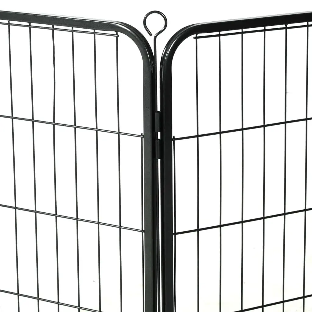 Dog Playpen 8 Panels Steel Enclosure 80x80cm Black Indoor Outdoor Pet Kennel