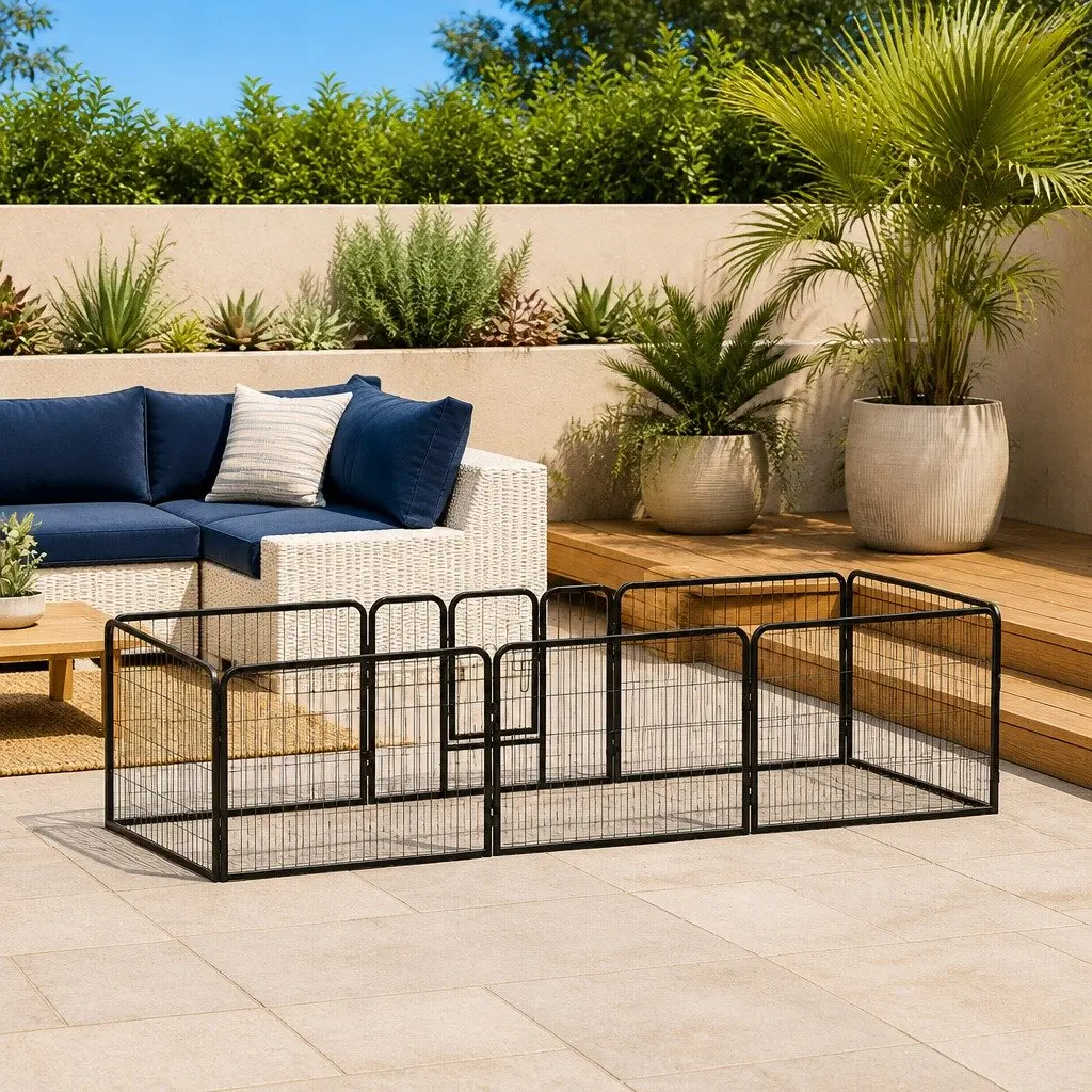 Dog Playpen 8 Panels Steel Enclosure 80x60cm Outdoor Indoor Exercise Training