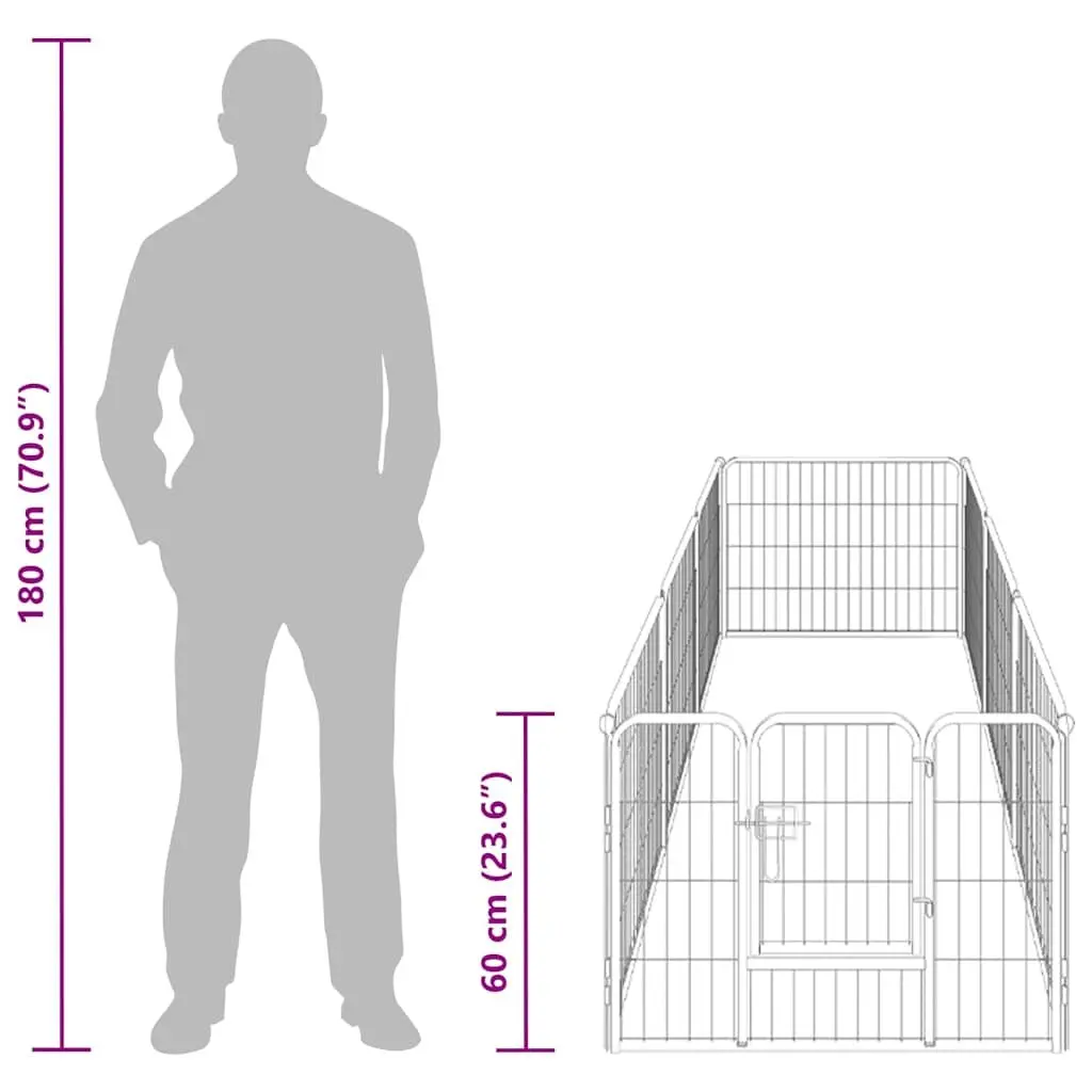 Dog Playpen 8 Panels Steel Enclosure 80x60cm Outdoor Indoor Exercise Training