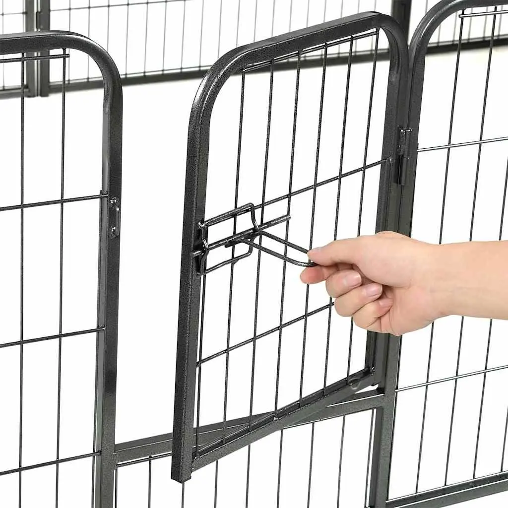 Dog Playpen 12 Panels Steel Enclosure 80x60 cm Indoor Outdoor Exercise Pen