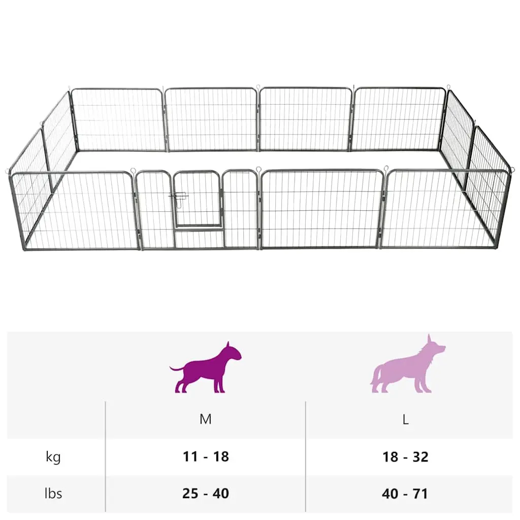 Dog Playpen 12 Panels Steel Enclosure 80x60 cm Indoor Outdoor Exercise Pen
