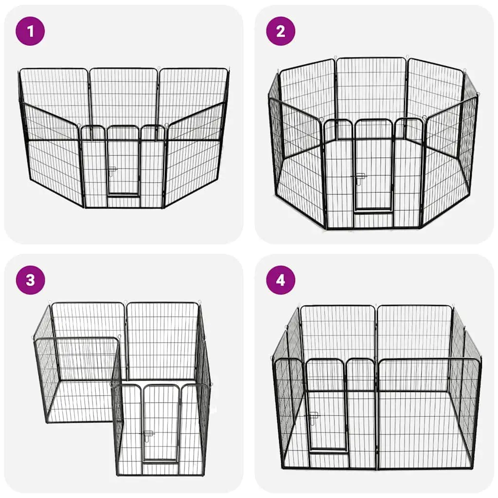 Dog Playpen 8 Panels Steel Enclosure 80x100cm Outdoor Indoor Exercise Run