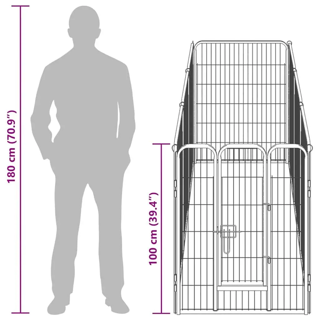 Dog Playpen 8 Panels Steel Enclosure 80x100cm Outdoor Indoor Exercise Run