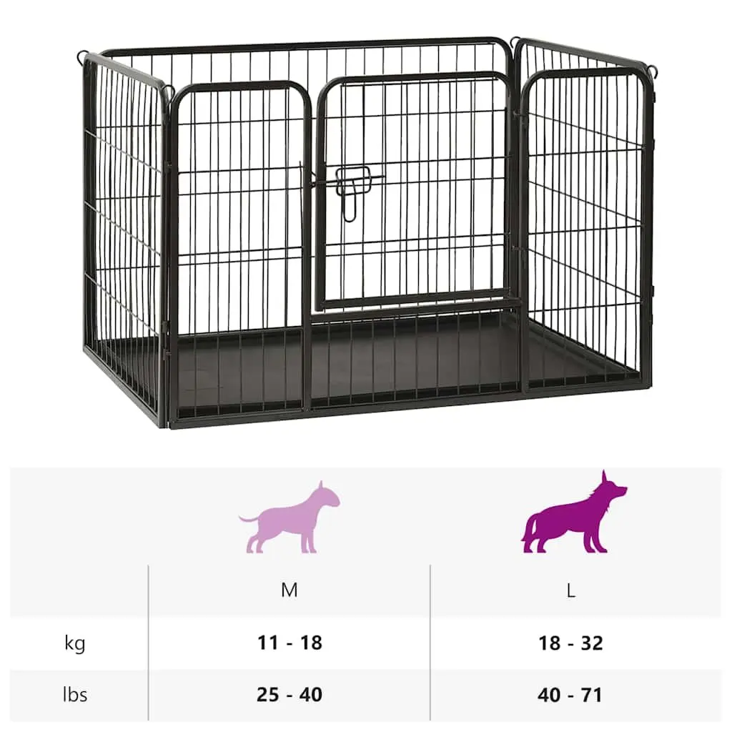 Dog Playpen Steel Hinged Door 91.5 x 59 x 61 cm Indoor Outdoor Pet Run