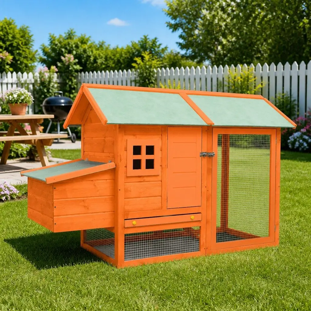 Chicken Cage Coop Hutch Wooden Hen House 170x81x110 cm with Ramp and Run