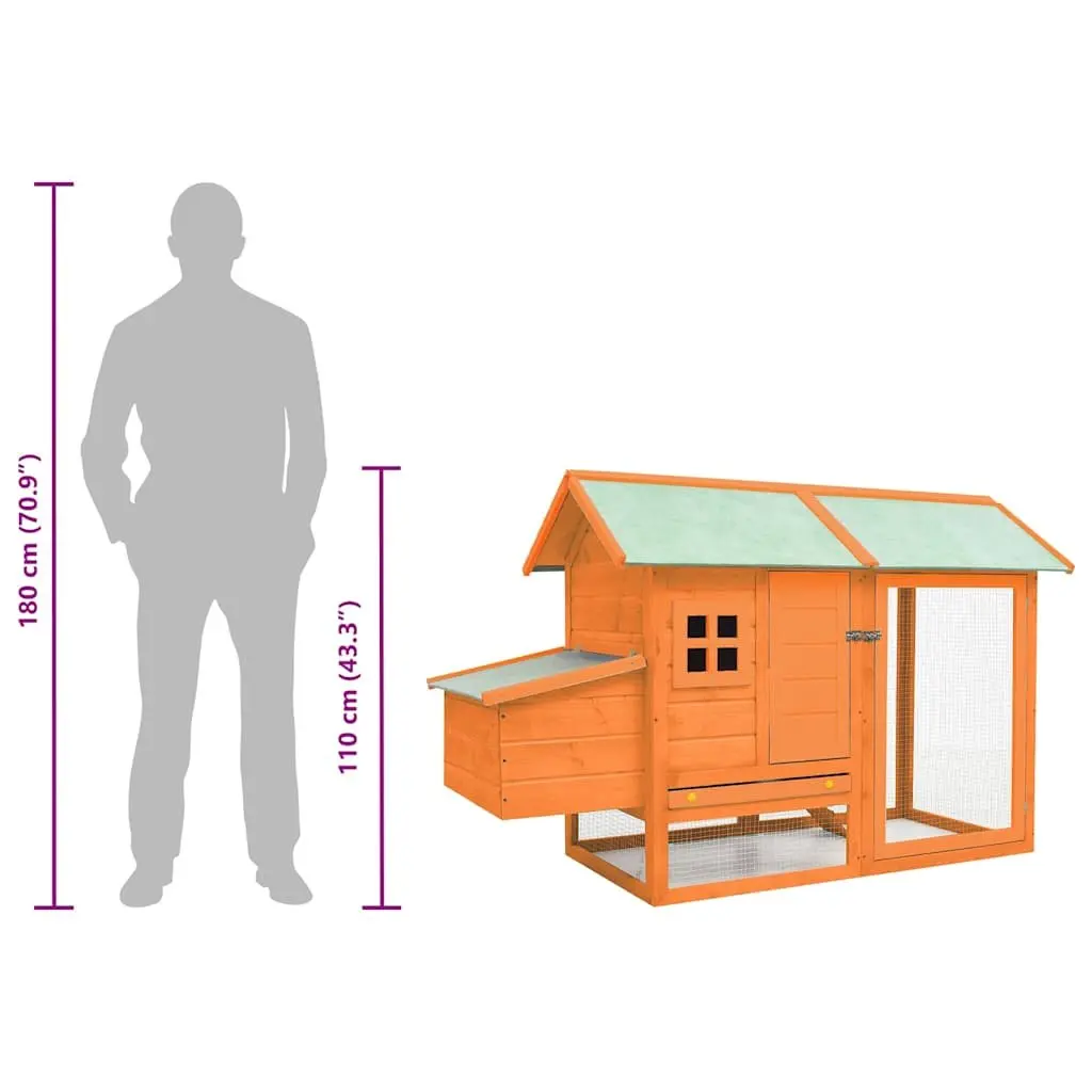 Chicken Cage Coop Hutch Wooden Hen House 170x81x110 cm with Ramp and Run