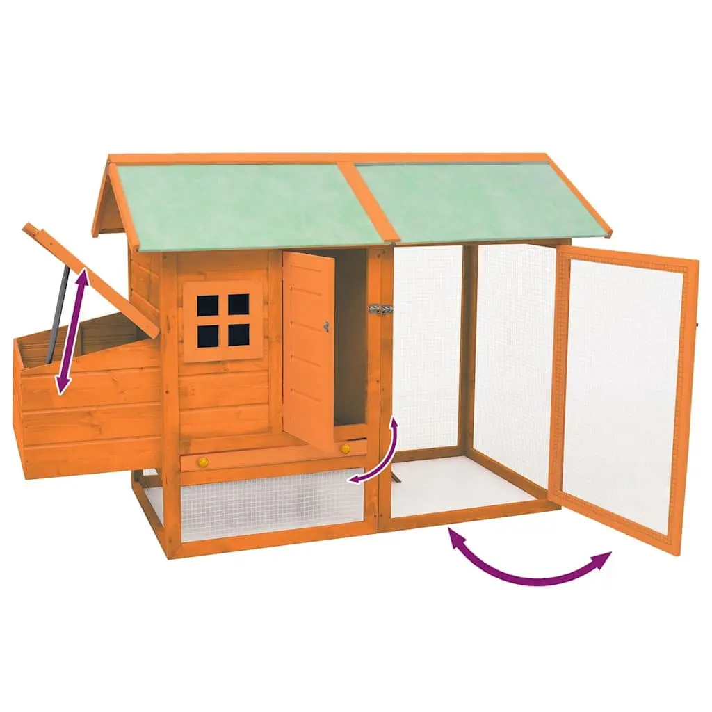 Chicken Cage Coop Hutch Wooden Hen House 170x81x110 cm with Ramp and Run