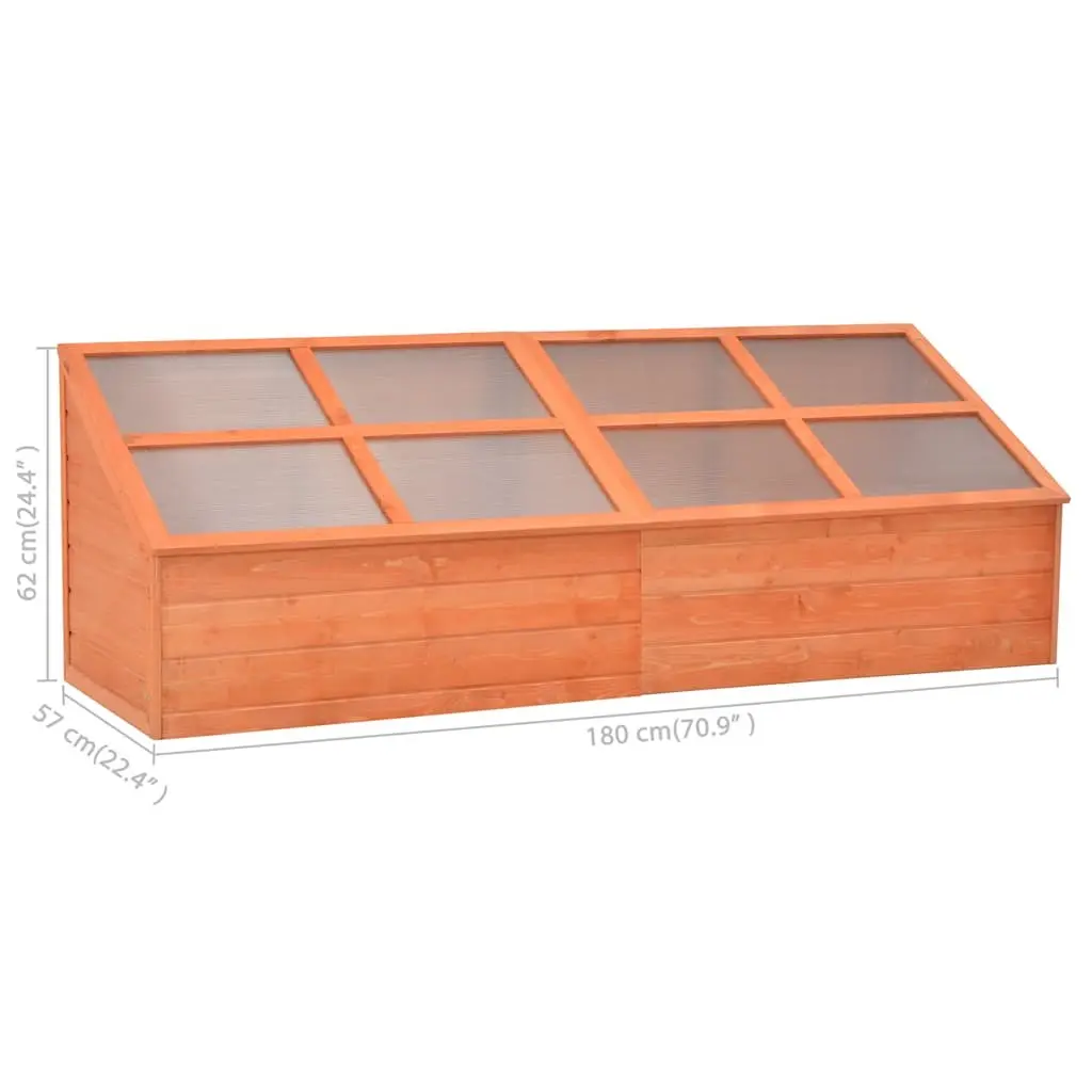 Wooden Garden Greenhouse Cold Frame Hinged Lid 180x57x62cm