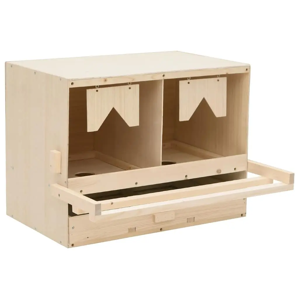 Chicken Laying Nest Box 2 Compartments Wooden Poultry Egg Collection Nesting