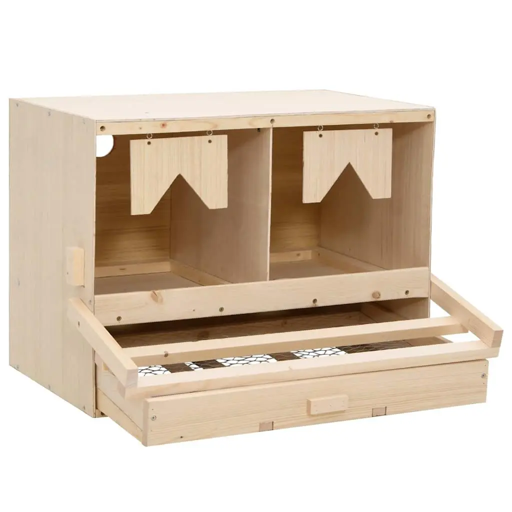 Chicken Laying Nest Box 2 Compartments Wooden Poultry Egg Collection Nesting