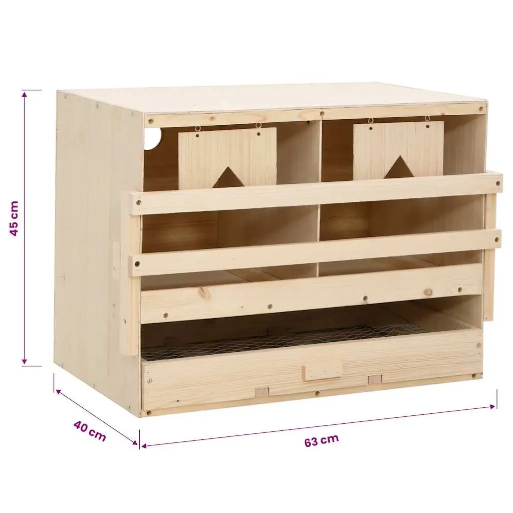 Chicken Laying Nest Box 2 Compartments Wooden Poultry Egg Collection Nesting