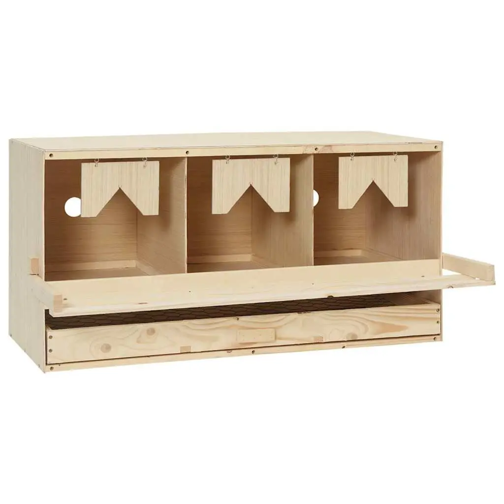 Chicken Laying Nest Box 3 Compartments Wooden Poultry Egg Collection Nesting