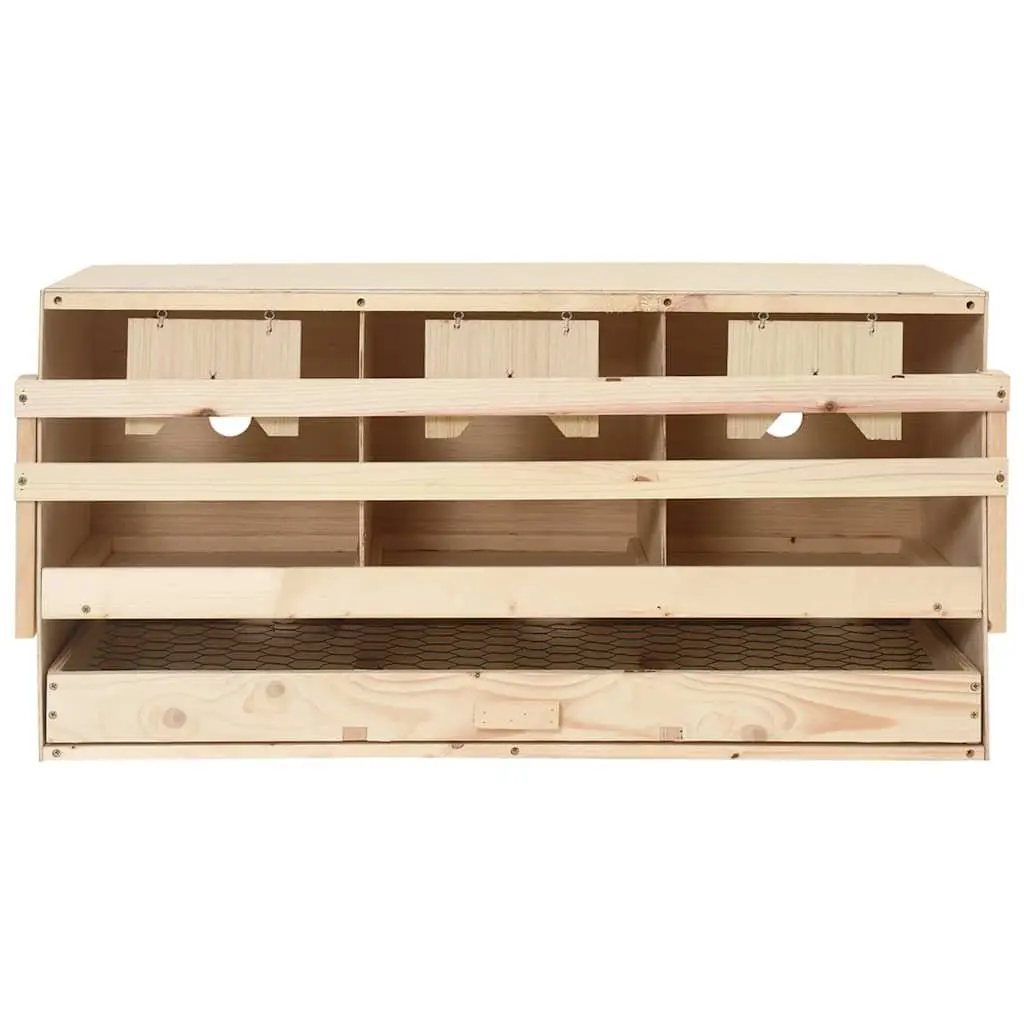 Chicken Laying Nest Box 3 Compartments Wooden Poultry Egg Collection Nesting