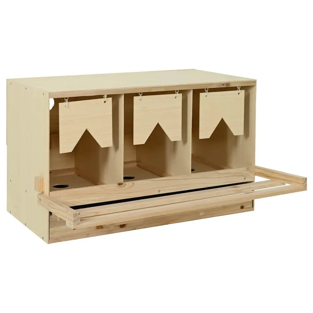 Chicken Laying Nest Wooden Poultry Nesting Box 3 Compartments for Egg Collection