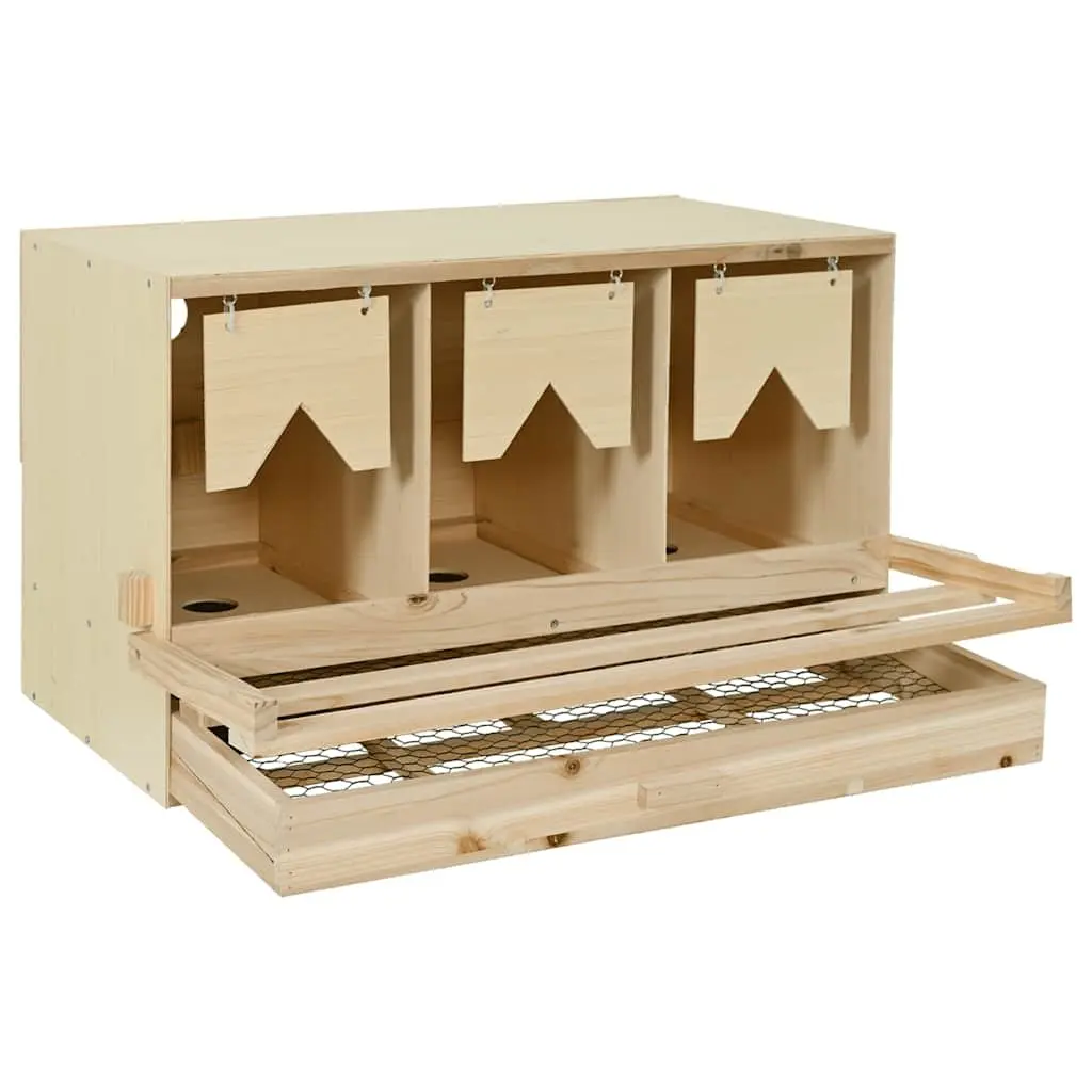 Chicken Laying Nest Wooden Poultry Nesting Box 3 Compartments for Egg Collection