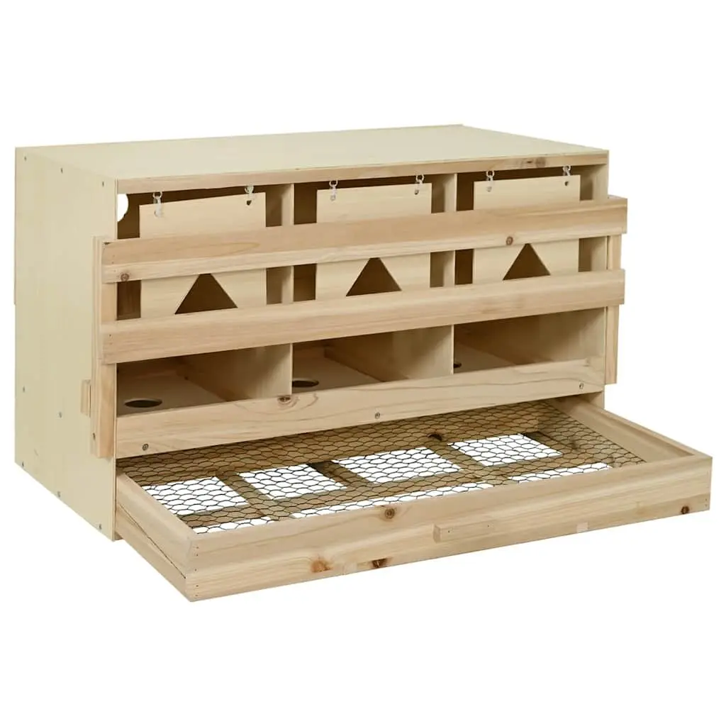Chicken Laying Nest Wooden Poultry Nesting Box 3 Compartments for Egg Collection
