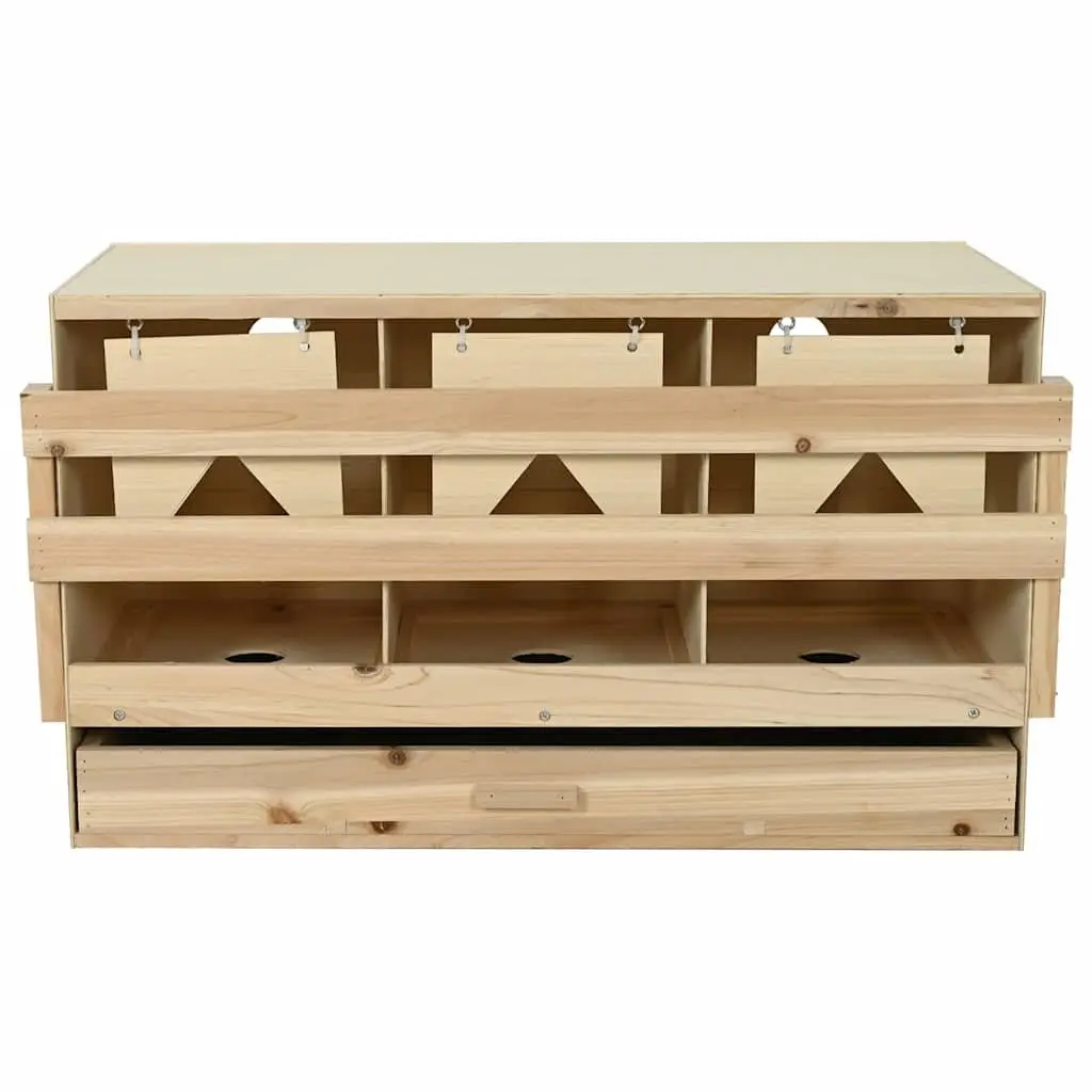 Chicken Laying Nest Wooden Poultry Nesting Box 3 Compartments for Egg Collection
