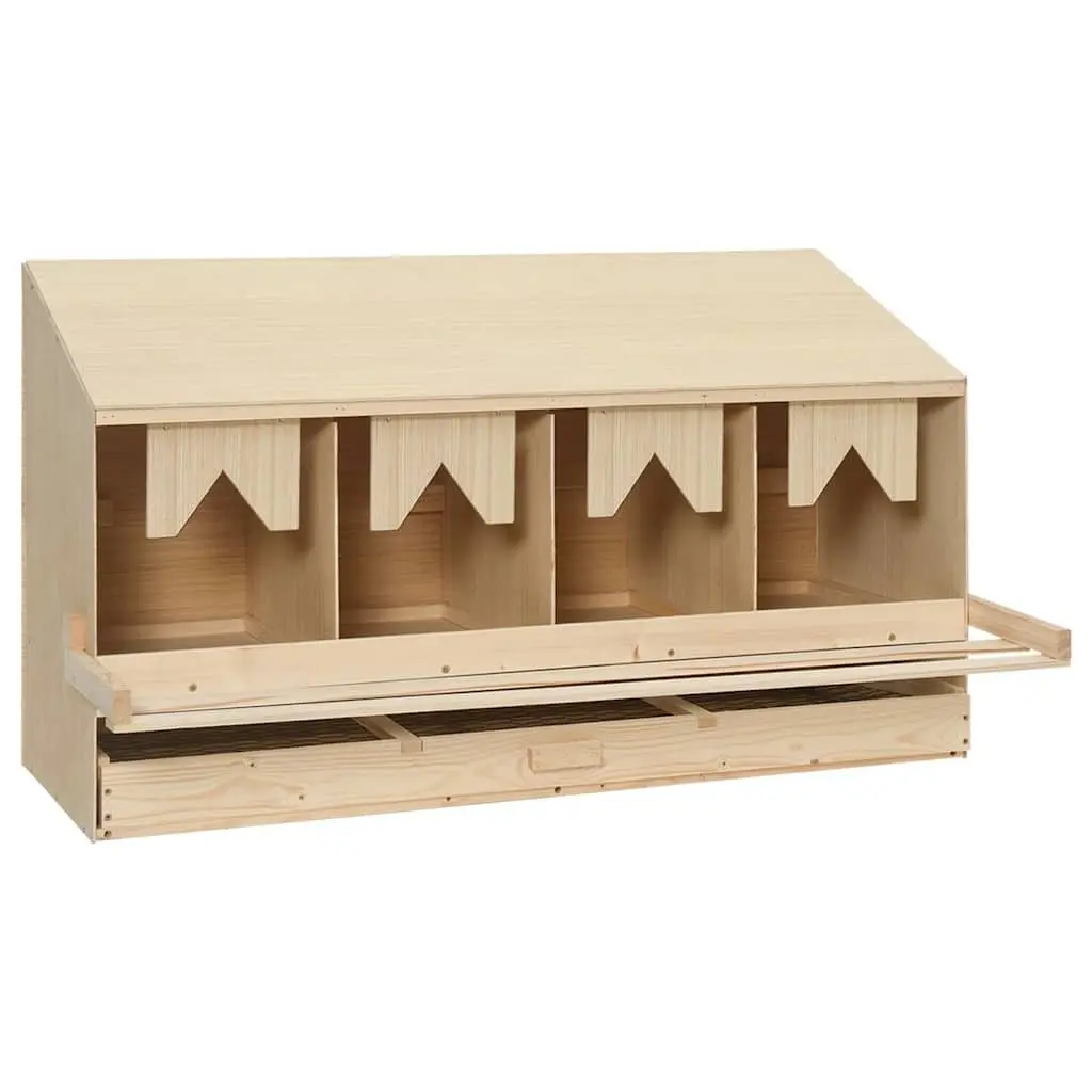 Chicken Laying Nest 4 Compartments Wooden Poultry Nesting Box Egg Collection