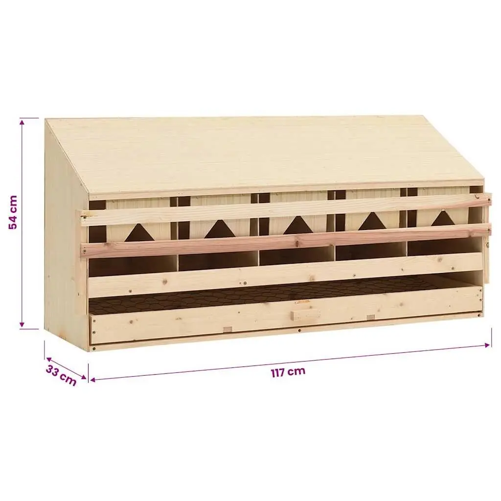 Wooden Chicken Laying Nest 5 Compartments Poultry Nesting Box Egg Collection