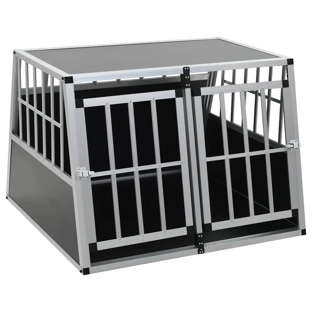 Dog Cage Double Door Silver Portable 94 x 88 x 69 cm