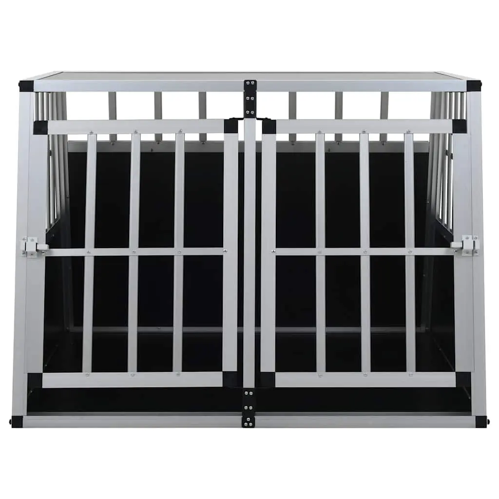 Dog Cage Double Door Silver Portable 94 x 88 x 69 cm