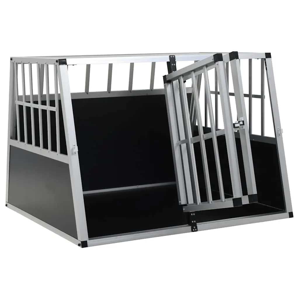 Dog Cage Double Door Silver Portable 94 x 88 x 69 cm