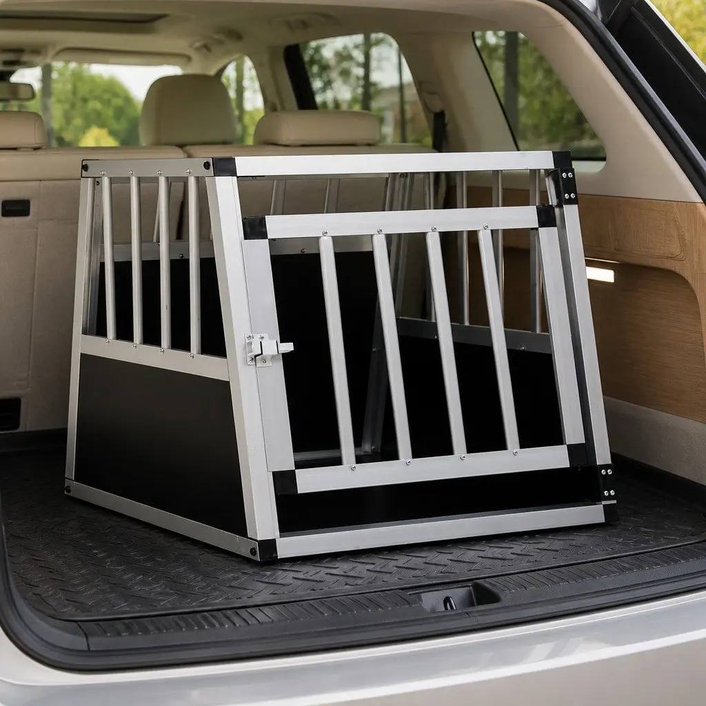 Dog Cage Portable Single Door Silver 54x69x50cm