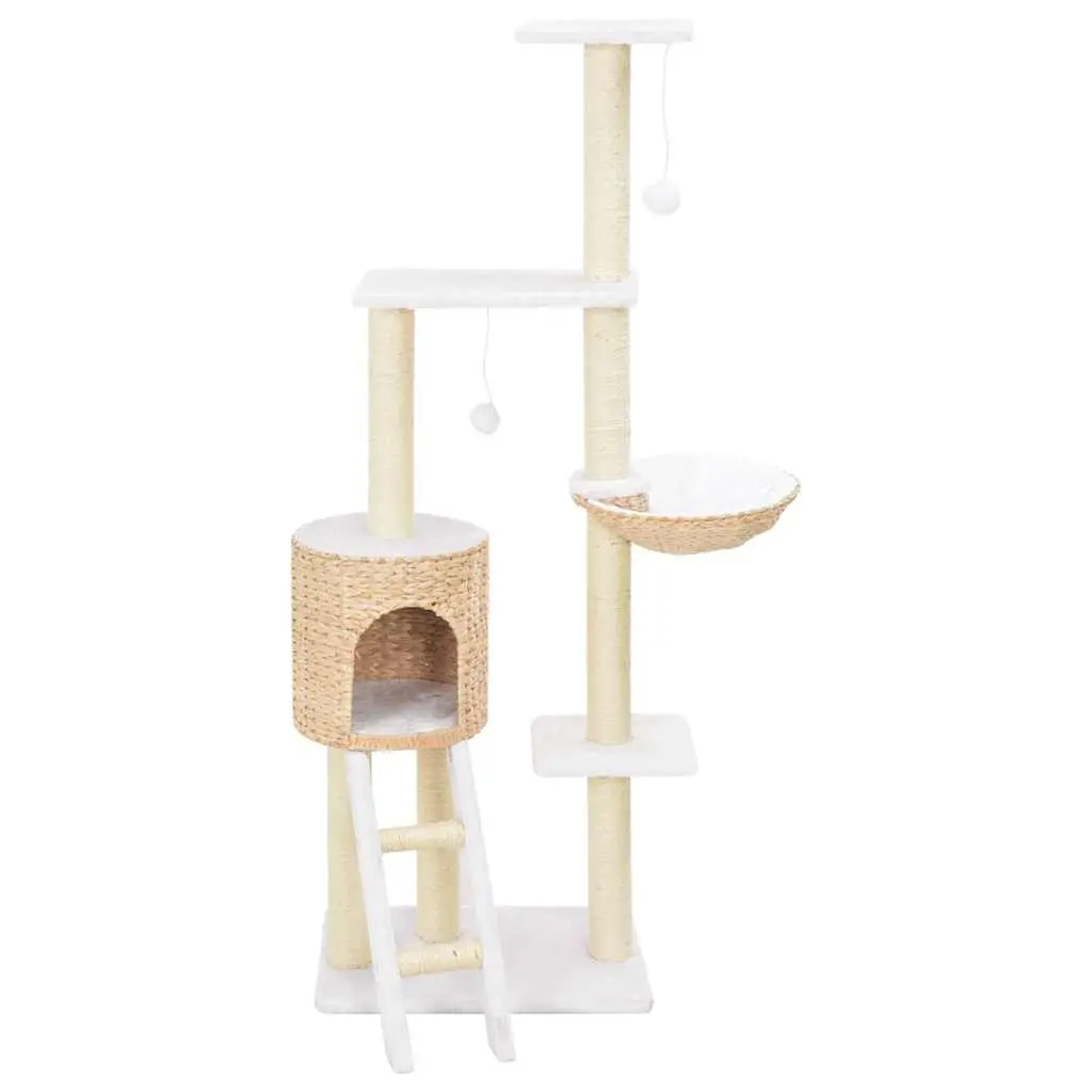 Cat Tree Handmade with Sisal Scratching Post and Seagrass Perch Brown