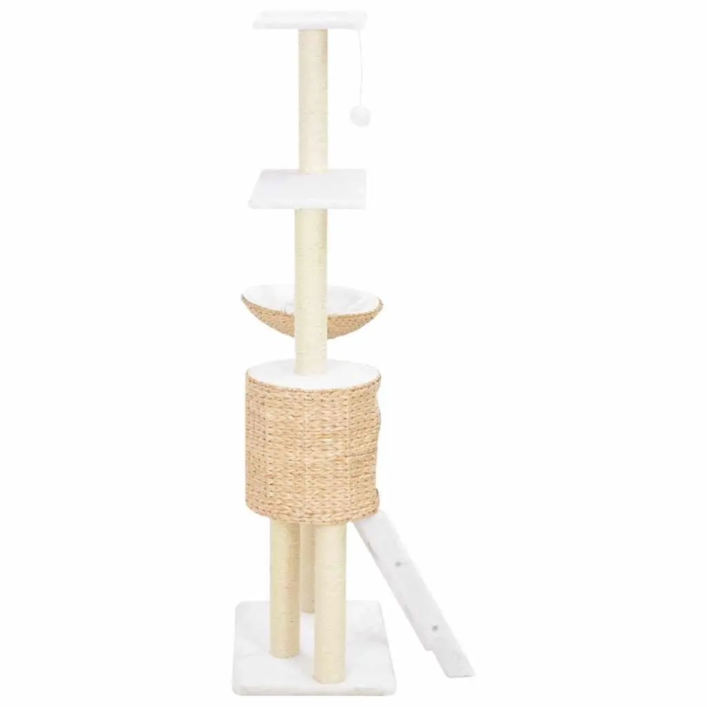 Cat Tree Handmade with Sisal Scratching Post and Seagrass Perch Brown