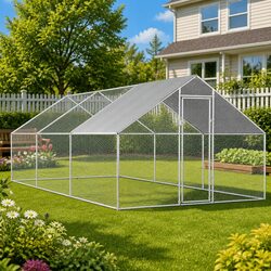 Outdoor Chicken Cage Run 2.75x6x1.92m Galvanised Steel Poultry Enclosure Aviary