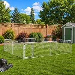 Outdoor Dog Kennel Galvanised Steel Run Exercise Playpen 4x4x1 m Secure