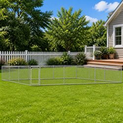 Outdoor Dog Kennel Playpen Run 6x6x1m Chain-Link Mesh Hinged Door Lockable